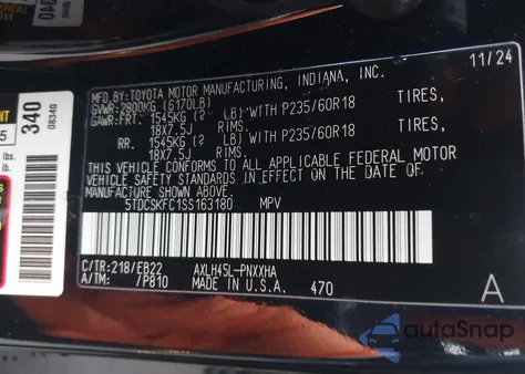 2025 Toyota Sienna Woodland Edition из США, поврежденный, VIN 5TDCSKFC1SS163180